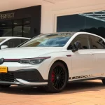 White Volkswagen Golf GTI Clubsport 45 outside Sotogrande Cars Hotel